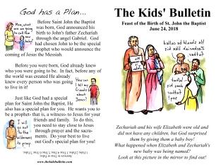 The Kids' Bulletin Birth of John the Baptist June 24